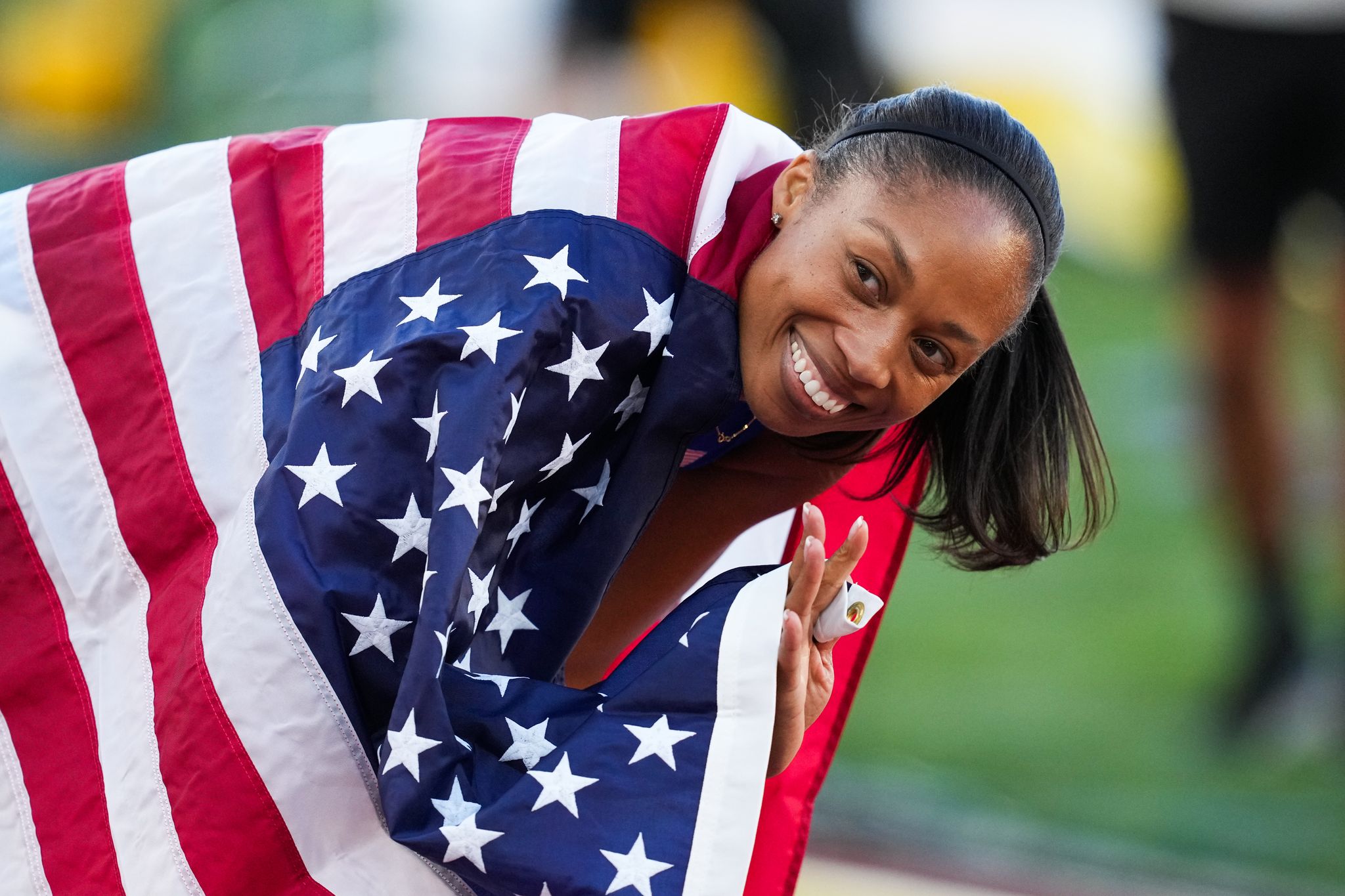 US-Star Allyson Felix will noch mal bei Olympia starten. (Archivbild)