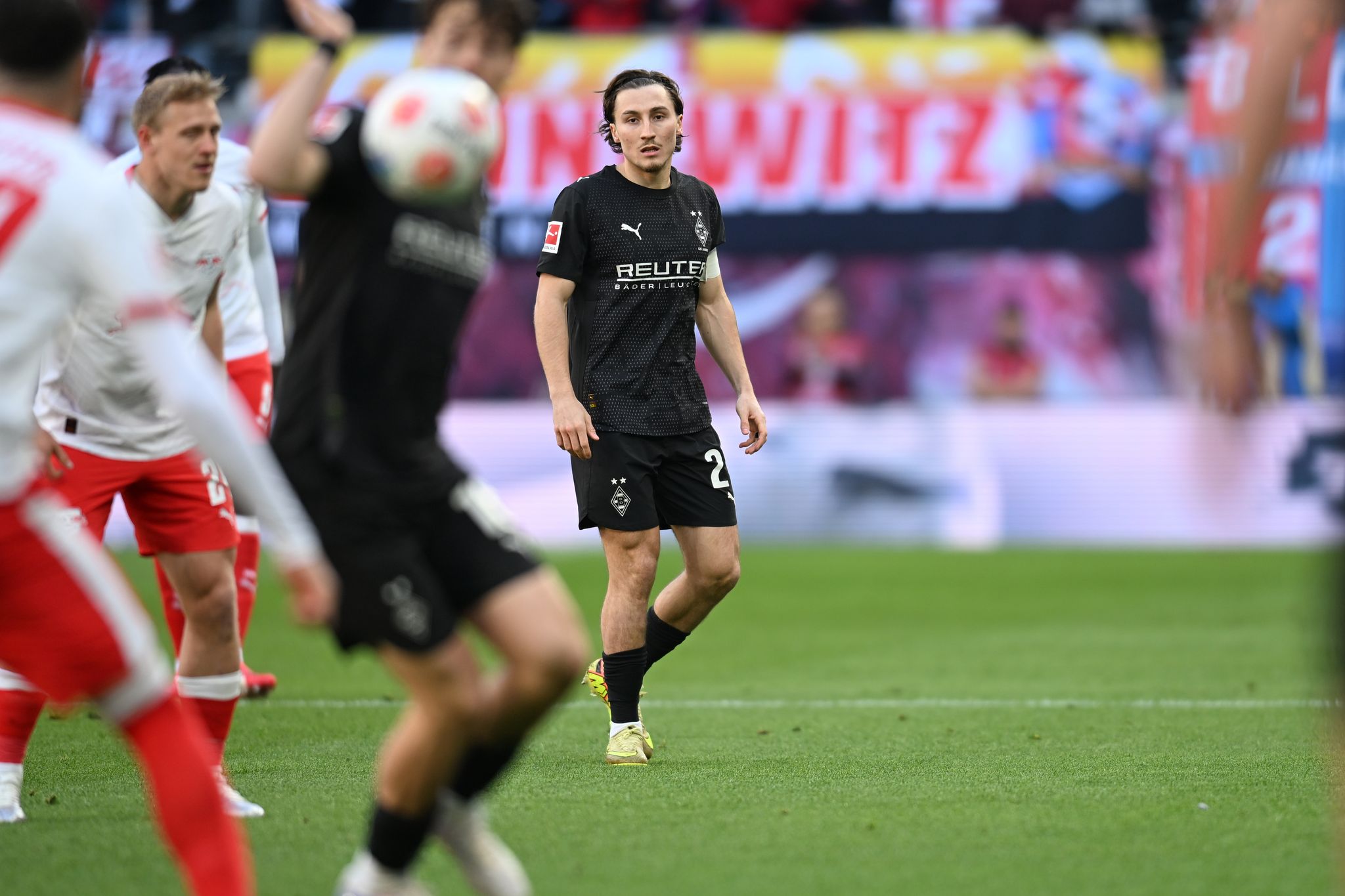 Im Spiel bei RB Leipzig gab es Protest gegen Gladbach-Kapitän Rocco Reitz. (Archivbild)