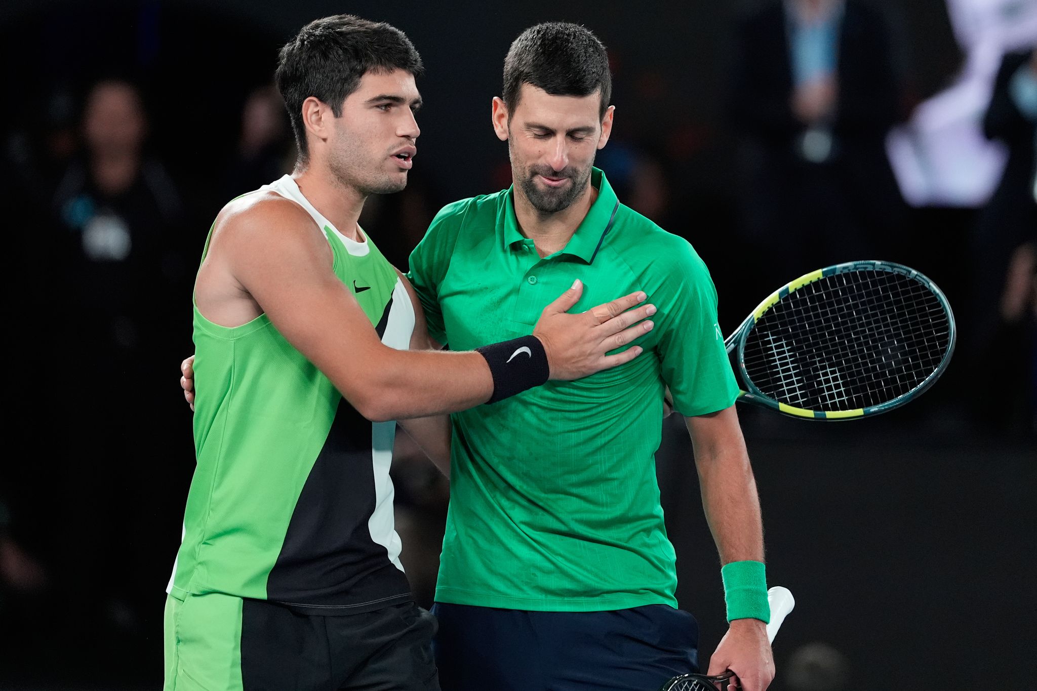 Sagten beide für das Tennis-Masters in Madrid ab: Carlos Alcaraz (links) und Novak Djokovic.