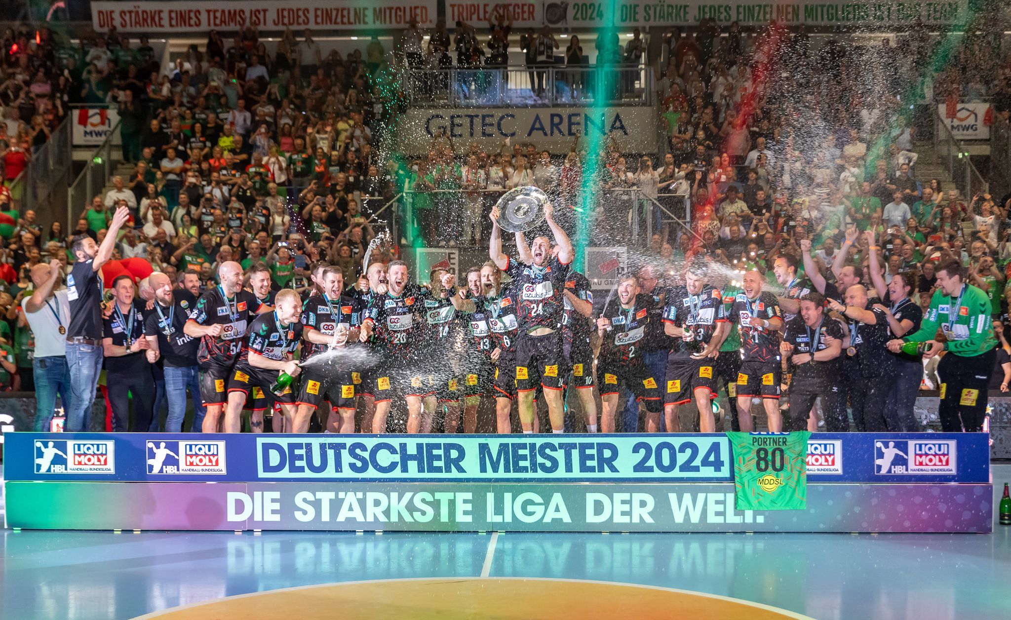 Der SC Magdeburg könnte schon am Donnerstag wie zuletzt 2024 den deutschen Meistertitel bejubeln. (Archivbild)