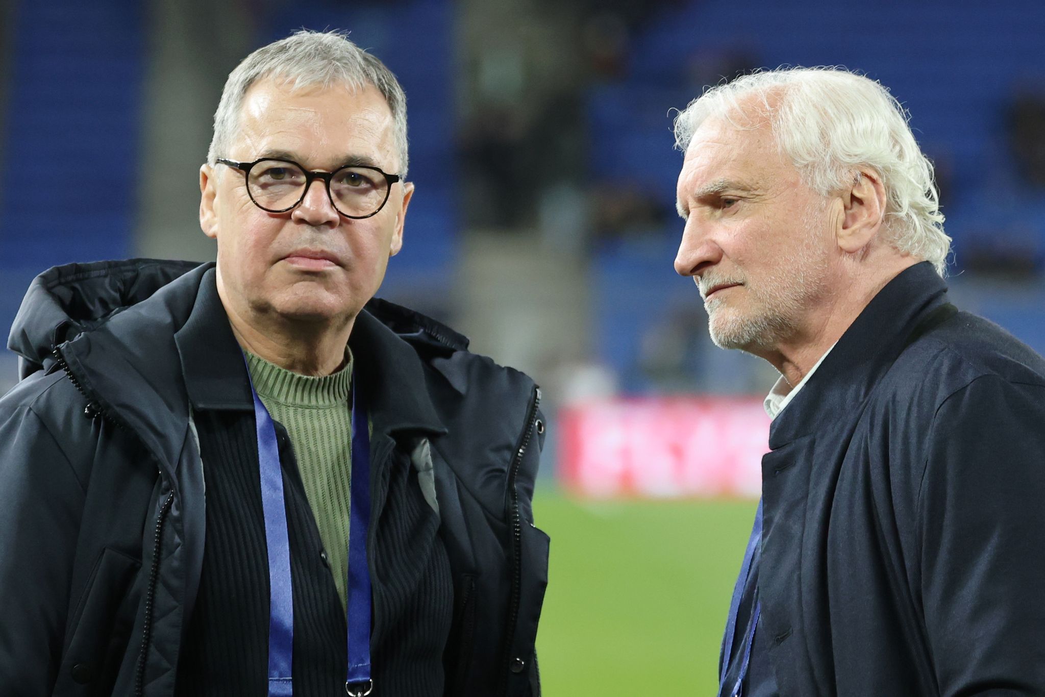 DFB-Geschäftsführer Andreas Rettig (links) und Sportdirektor Rudi Völler (Archivbild).
