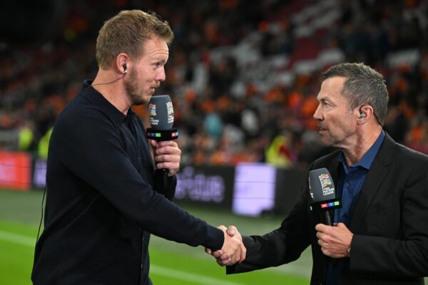 Nagelsmann (links) ist nach Einschätzung von Matthäus nicht mehr lange Bundestrainer. (Archiv-Foto)