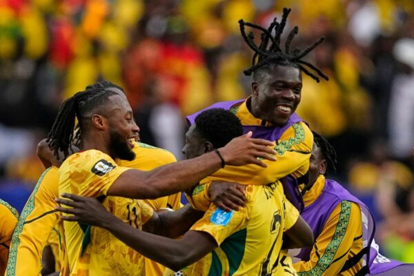 Ghana feiert den Treffer gegen Kroatien.