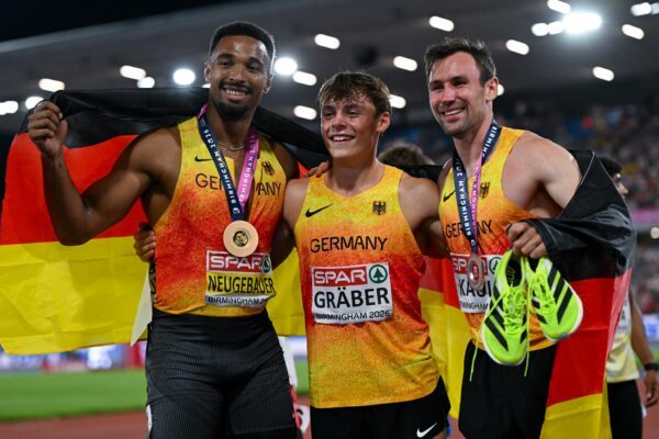 Das deutsche Zehnkampf-Trio Leo Neugebauer (l-r)
