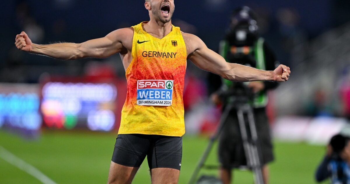 Jubelte nach seinem Gold-Wurf bei der EM: Julian Weber.
