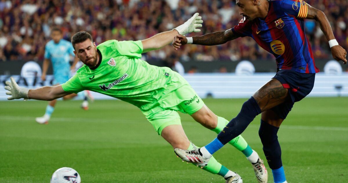 Raphinha erzielte das Führungstor für den FC Barcelona.