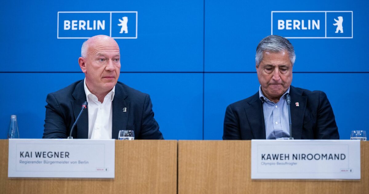 «Ein trauriger Tag für Berlin»: Wegner (l) und Niroomand verkünden das Ende der Bewerbung.