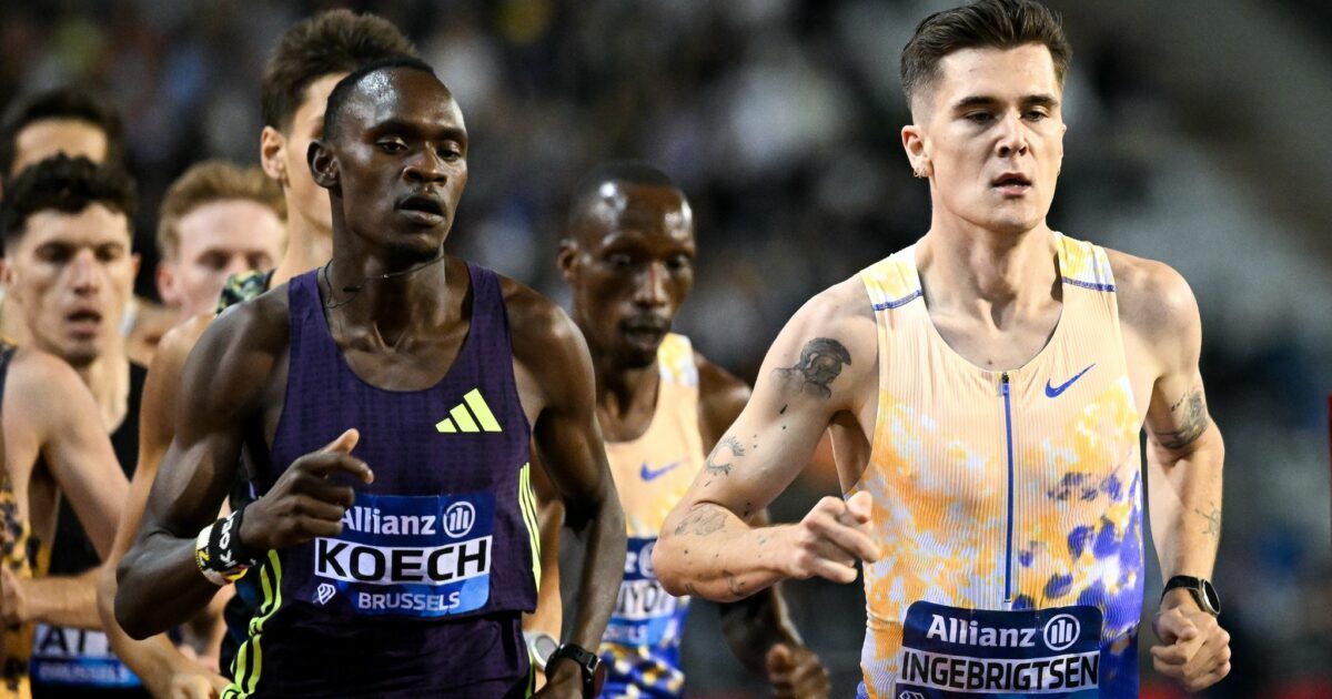 Der norwegische Lauf-Star Jakob Ingebrigtsen (r) schimpfte nach den 1.500 Metern in Brüssel über die Konkurrenz.