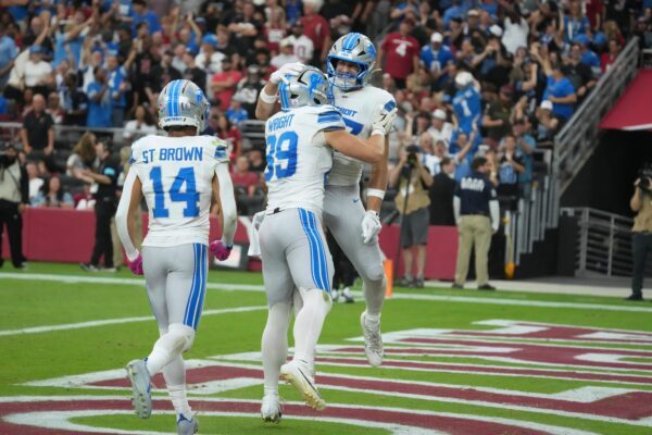 St. Brown (14) und die Lions hatten einigen Grund zum Jubeln.