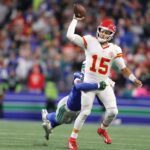 Quarterback-Star Patrick Mahomes hatte gegen Seattle einen schweren Stand.