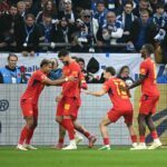 Leipzig feiert das Tor zum 1:0.