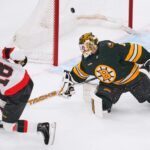 Tim Stützle traf schon im ersten Drittel doppelt gegen die Bruins.