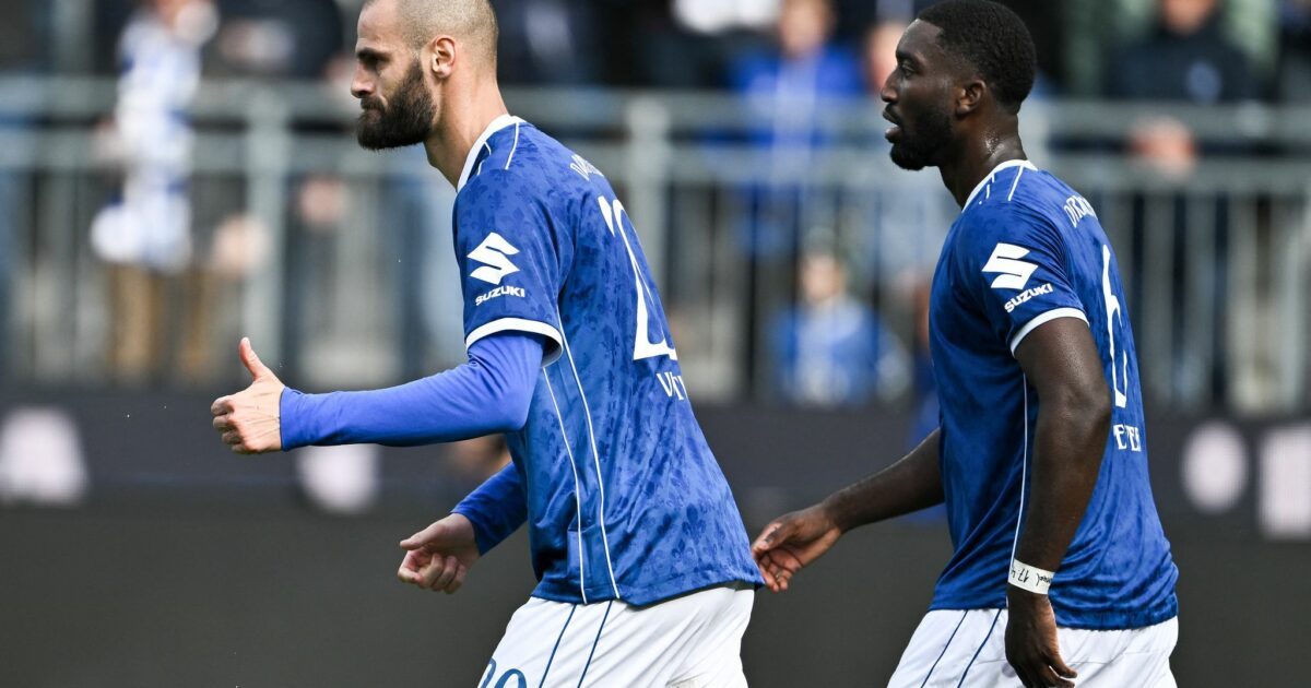 Unglücklich vor dem 0:1-Rückstand - Schütze zum wegweisenden 2:1: Darmstadts Aleksandar Vukotic (links).