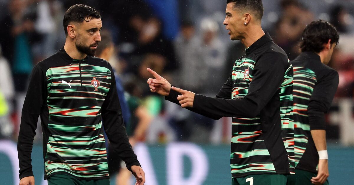 Spielt wohl nicht mehr mit Ronaldo in der Auswahl: Bruno Fernandes (l). (Archivbild)